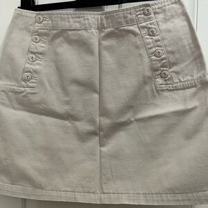 J Crew Vintage Pencil Skirt 100% Cotton Stone Size 8 w/ front Buttons